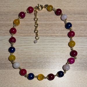 Talbots Vibrant Beaded Necklace in Red, Yellow, Blue, and White